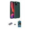 MARSİLYAN™- iPhone 12 Pro Max Kılıf Doruk Klasik Özel Seri - Siyah 18D Cam Ekran Koruyucu + Renkli Kamera Lens Koruma Cam - TU