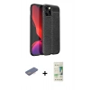 MARSİLYAN™- iPhone 12 Pro Max Kılıf Doruk Klasik Özel Seri - Siyah 20D Premium Cam Ekran Koruyucu + Renkli Kamera Lens Koruma Cam - PE