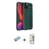 MARSİLYAN™- iPhone 12 Pro Max Kılıf Doruk Klasik Özel Seri - Siyah 20D Premium Cam Ekran Koruyucu + Shine Kamera Lens Koruma Cam - MI