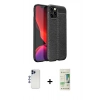 MARSİLYAN™- iPhone 12 Pro Max Kılıf Doruk Klasik Özel Seri - Siyah 20D Premium Cam Ekran Koruyucu + Shine Kamera Lens - LT