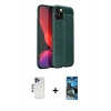 MARSİLYAN™- iPhone 12 Pro Max Kılıf Doruk Klasik Özel Seri - Siyah 34D Izgaralı Cam + Shine Kamera Lens - LT