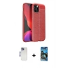 MARSİLYAN™- iPhone 12 Pro Max Kılıf Doruk Klasik Özel Seri - Siyah 34D Izgaralı Cam + Shine Kamera Lens - LT