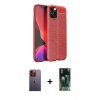 MARSİLYAN™- iPhone 12 Pro Max Kılıf Doruk Klasik Özel Seri - Siyah 360 Mat Full Body Arka Koruyucu + Neon Fosforlu Kamera Lens - TU