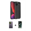 MARSİLYAN™- iPhone 12 Pro Max Kılıf Doruk Klasik Özel Seri - Siyah 360 Mat Full Body Arka Koruyucu + Neon Fosforlu Kamera Lens - YL