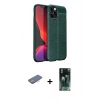MARSİLYAN™- iPhone 12 Pro Max Kılıf Doruk Klasik Özel Seri - Siyah 360 Mat Full Body Arka Koruyucu + Renkli Kamera Lens Koruma Cam - PE