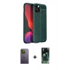 MARSİLYAN™- iPhone 12 Pro Max Kılıf Doruk Klasik Özel Seri - Siyah 360 Mat Full Body Arka Koruyucu + Neon Fosforlu Kamera Lens - YL