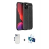 MARSİLYAN™- iPhone 12 Pro Max Kılıf Doruk Klasik Özel Seri - Siyah 3D Antistatik Cam Ekran Koruyucu + Shine Kamera Lens - LT