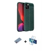 MARSİLYAN™- iPhone 12 Pro Max Kılıf Doruk Klasik Özel Seri - Siyah 3D Antistatik Cam Ekran Koruyucu + Shine Kamera Lens Koruma Cam - PE