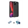 MARSİLYAN™- iPhone 12 Pro Max Kılıf Doruk Klasik Özel Seri - Siyah 3D Antistatik Cam Ekran Koruyucu + Shine Kamera Lens Koruma Cam - MI