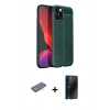 MARSİLYAN™- iPhone 12 Pro Max Kılıf Doruk Klasik Özel Seri - Siyah 3D Antistatik Hayalet Cam Ekran Koruyucu + Renkli Kamera Lens Koruma Cam - MI