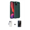 MARSİLYAN™- iPhone 12 Pro Max Kılıf Doruk Klasik Özel Seri - Siyah 3D Antistatik Hayalet Cam Ekran Koruyucu + Shine Kamera Lens - LT