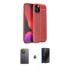 MARSİLYAN™- iPhone 12 Pro Max Kılıf Doruk Klasik Özel Seri - Siyah 3D Antistatik Hayalet Cam Ekran Koruyucu + Neon Fosforlu Kamera Lens - YL
