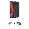 MARSİLYAN™- iPhone 12 Pro Max Kılıf Doruk Klasik Özel Seri - Siyah 3D Antistatik Seramik Nano Ekran Koruyucu + Shine Kamera Lens Koruma Cam - SABE