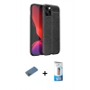 MARSİLYAN™- iPhone 12 Pro Max Kılıf Doruk Klasik Özel Seri - Siyah 5D Eko Cam Ekran Koruyucu + Shine Kamera Lens Koruma Cam - GD