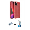 MARSİLYAN™- iPhone 12 Pro Max Kılıf Doruk Klasik Özel Seri - Siyah 5D Eko Cam Ekran Koruyucu + Mavi Shine Kamera Lens Koruma Cam
