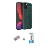 MARSİLYAN™- iPhone 12 Pro Max Kılıf Doruk Klasik Özel Seri - Siyah 5D Eko Cam Ekran Koruyucu + Shine Kamera Lens Koruma Cam - SABE