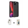 MARSİLYAN™- iPhone 12 Pro Max Kılıf Doruk Klasik Özel Seri - Siyah 6D Mat Seramik Hayalet Nano Ekran Koruyucu + Shine Kamera Lens - GD