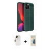 MARSİLYAN™- iPhone 12 Pro Max Kılıf Doruk Klasik Özel Seri - Siyah 6D Mat Seramik Hayalet Nano Ekran Koruyucu + Shine Kamera Lens - GD