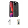 MARSİLYAN™- iPhone 12 Pro Max Kılıf Doruk Klasik Özel Seri - Siyah 6D Mat Seramik Hayalet Nano Ekran Koruyucu + Shine Kamera Lens - LT