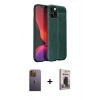 MARSİLYAN™- iPhone 12 Pro Max Kılıf Doruk Klasik Özel Seri - Siyah Bilvis Hayalet Cam Ekran Koruyucu + Neon Fosforlu Kamera Lens - SI
