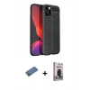 MARSİLYAN™- iPhone 12 Pro Max Kılıf Doruk Klasik Özel Seri - Siyah Bilvis Hayalet Cam Ekran Koruyucu + Shine Kamera Lens Koruma Cam - GD