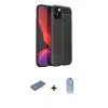 MARSİLYAN™- iPhone 12 Pro Max Kılıf Doruk Klasik Özel Seri - Siyah Joko Magic 5D Cam + Mavi Renkli Kamera Lens Koruma Cam