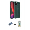 MARSİLYAN™- iPhone 12 Pro Max Kılıf Doruk Klasik Özel Seri - Siyah Polymer Nano Ekran Koruyucu + Shine Kamera Lens Koruma Cam - GD