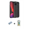 MARSİLYAN™- iPhone 12 Pro Max Kılıf Doruk Klasik Özel Seri - Siyah Polymer Nano Ekran Koruyucu + Shine Kamera Lens Koruma Cam - MI