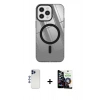 MARSİLYAN™- iPhone 12 Pro Max Kılıf Doruk Prime - Şeffaf Temperli Cam Ekran Koruyucu + Lacivert Shine Kamera Lens