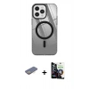 MARSİLYAN™- iPhone 12 Pro Max Kılıf Doruk Prime - Şeffaf Temperli Cam Ekran Koruyucu + Renkli Kamera Lens Koruma Cam - SI