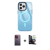 MARSİLYAN™- iPhone 12 Pro Max Kılıf Doruk Prime - Şeffaf Temperli Cam Ekran Koruyucu + Neon Fosforlu Kamera Lens - TU