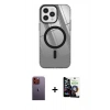 MARSİLYAN™- iPhone 12 Pro Max Kılıf Doruk Prime - Şeffaf Temperli Cam Ekran Koruyucu + Neon Fosforlu Kamera Lens - TU
