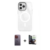 MARSİLYAN™- iPhone 12 Pro Max Kılıf Doruk Prime - Şeffaf Temperli Cam Ekran Koruyucu + Neon Fosforlu Kamera Lens - TU