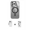 MARSİLYAN™- iPhone 12 Pro Max Kılıf Doruk Prime - Şeffaf Uv Polymer Nano Ekran Koruyucu + Lacivert Shine Kamera Lens