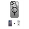 MARSİLYAN™- iPhone 12 Pro Max Kılıf Doruk Prime - Şeffaf Uv Polymer Nano Ekran Koruyucu + Neon Fosforlu Kamera Lens - MI