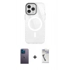 MARSİLYAN™- iPhone 12 Pro Max Kılıf Doruk Prime - Şeffaf Uv Polymer Nano Ekran Koruyucu + Neon Fosforlu Kamera Lens - MI
