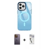 MARSİLYAN™- iPhone 12 Pro Max Kılıf Doruk Prime - Şeffaf Uv Polymer Nano Ekran Koruyucu + Neon Fosforlu Kamera Lens - SI