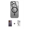MARSİLYAN™- iPhone 12 Pro Max Kılıf Doruk Prime - Şeffaf Uv Polymer Nano Ekran Koruyucu + Neon Fosforlu Kamera Lens - SI