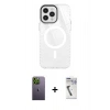 MARSİLYAN™- iPhone 12 Pro Max Kılıf Doruk Prime - Şeffaf Uv Polymer Nano Ekran Koruyucu + Neon Fosforlu Kamera Lens - YL
