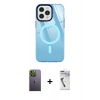 MARSİLYAN™- iPhone 12 Pro Max Kılıf Doruk Prime - Şeffaf Uv Polymer Nano Ekran Koruyucu + Neon Fosforlu Kamera Lens - YL