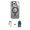 MARSİLYAN™- iPhone 12 Pro Max Kılıf Doruk Prime - Siyah 18D Cam Ekran Koruyucu + Shine Kamera Lens - GD