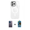 MARSİLYAN™- iPhone 12 Pro Max Kılıf Doruk Prime - Siyah 18D Cam Ekran Koruyucu + Neon Fosforlu Kamera Lens - MI