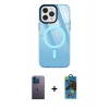 MARSİLYAN™- iPhone 12 Pro Max Kılıf Doruk Prime - Siyah 18D Cam Ekran Koruyucu + Neon Fosforlu Kamera Lens - MI