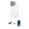 MARSİLYAN™- iPhone 12 Pro Max Kılıf Doruk Prime - Siyah 18D Cam Ekran Koruyucu + Renkli Kamera Lens Koruma Cam - PE