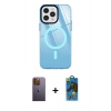 MARSİLYAN™- iPhone 12 Pro Max Kılıf Doruk Prime - Siyah 18D Cam Ekran Koruyucu + Neon Fosforlu Kamera Lens - SI