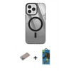 MARSİLYAN™- iPhone 12 Pro Max Kılıf Doruk Prime - Siyah 18D Cam Ekran Koruyucu + Shine Kamera Lens Koruma Cam - SABE