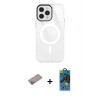 MARSİLYAN™- iPhone 12 Pro Max Kılıf Doruk Prime - Siyah 18D Cam Ekran Koruyucu + Shine Kamera Lens Koruma Cam - SABE
