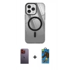 MARSİLYAN™- iPhone 12 Pro Max Kılıf Doruk Prime - Siyah 18D Cam Ekran Koruyucu + Neon Fosforlu Kamera Lens - TU