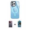 MARSİLYAN™- iPhone 12 Pro Max Kılıf Doruk Prime - Siyah 18D Cam Ekran Koruyucu + Neon Fosforlu Kamera Lens - TU