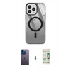 MARSİLYAN™- iPhone 12 Pro Max Kılıf Doruk Prime - Siyah 20D Premium Cam Ekran Koruyucu + Neon Fosforlu Kamera Lens - MI